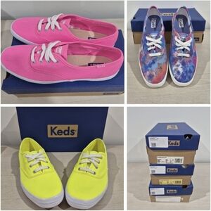 NWT🌈 NEW Keds Champion Sneakers Bundle (3 Pairs) Size 7 💕 Pink Tie Dye Shoes